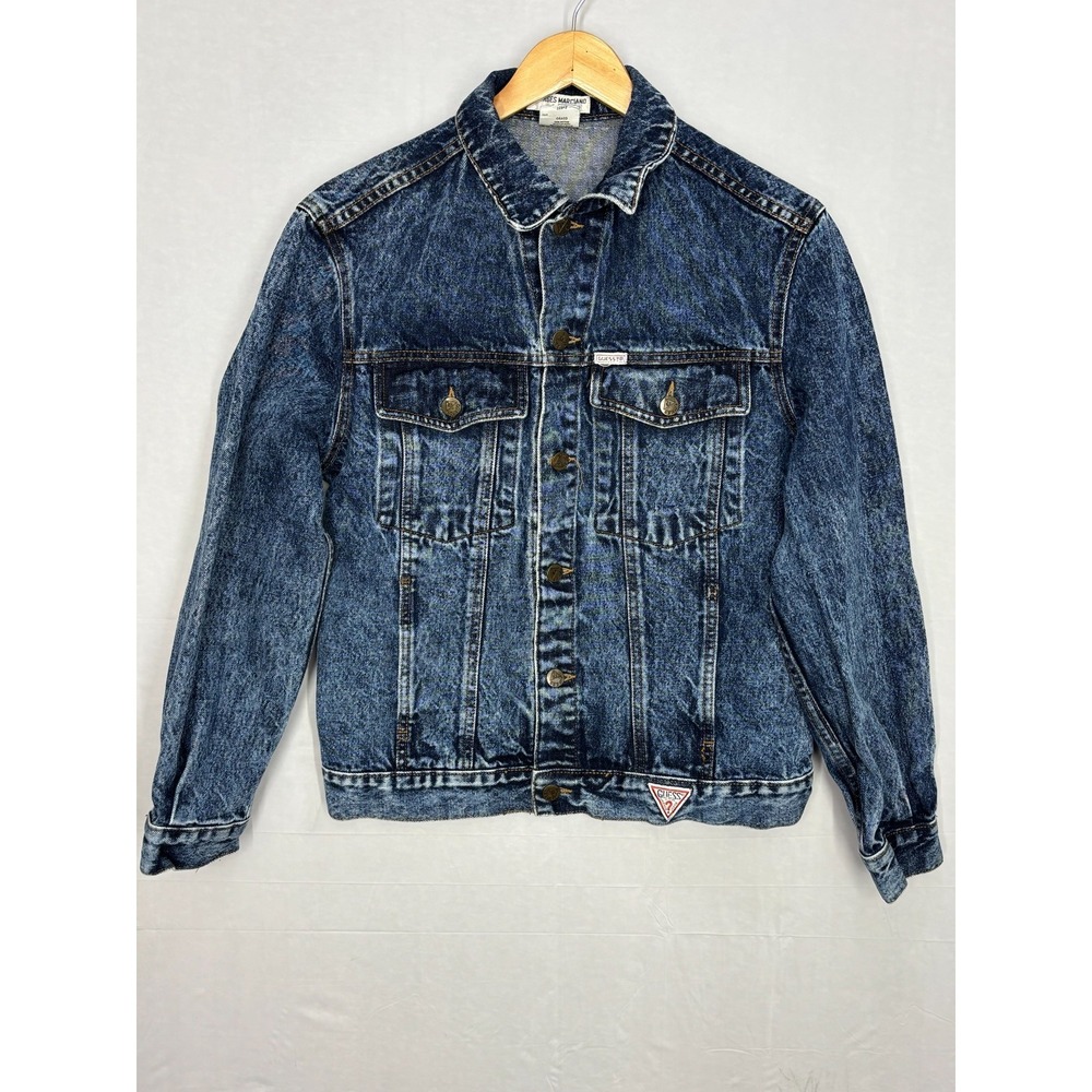 Guess Georges Marciano Trucker Jacket Mens Blue Acid Wash Small Vintage Denim